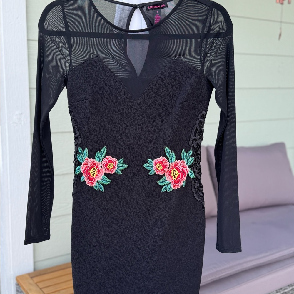 Black Floral Embroidered Dress